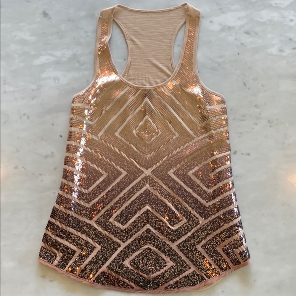 BCBGMAXAZRIA Ombre Sequin Geometrical Tank Small